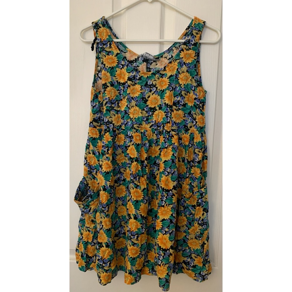 All That Jazz Floral Mini Dress - Blue and Yellow